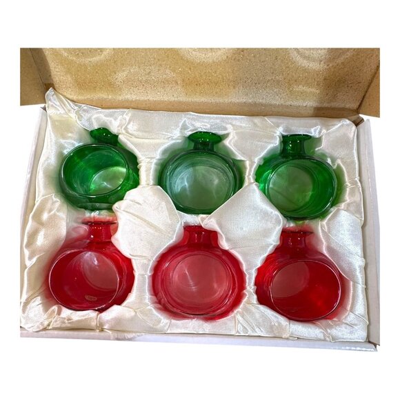 Holiday Red & Green Napkin Ring Bud Vases Set Of 6 Christmas MCM Table Accents - Picture 2 of 10